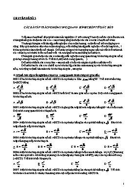 Các bài tập trắc nghiệm xung quanh hình chóp tứ giác đều
